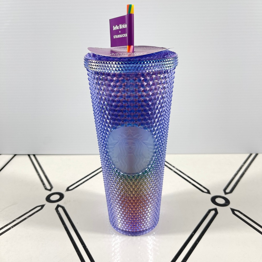 Starbucks Sofie Birkin Purple Studded Rainbow Venti 24oz Cold Cup Tumbler NWT